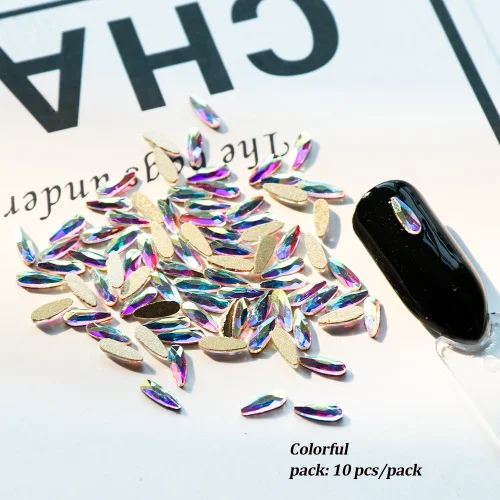 Colorful 10 шт Стразы для ногтей, блестящие украшения, Кристальные блестки, капли воды для ногтей, драгоценные камни, цветные украшения, плоская задняя часть, декор для ногтей TR1007 - Цвет: Colorful
