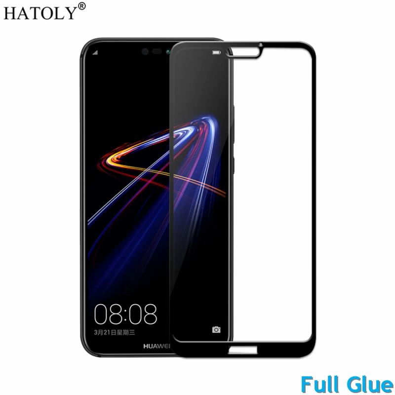Protector de pantalla de vidrio templado con pegamento completo para Huawei P20, cubierta completa para Huawei P20, pel&iacute;cula a prueba de polvo, 5,8 pulgadas, HATOLY-0