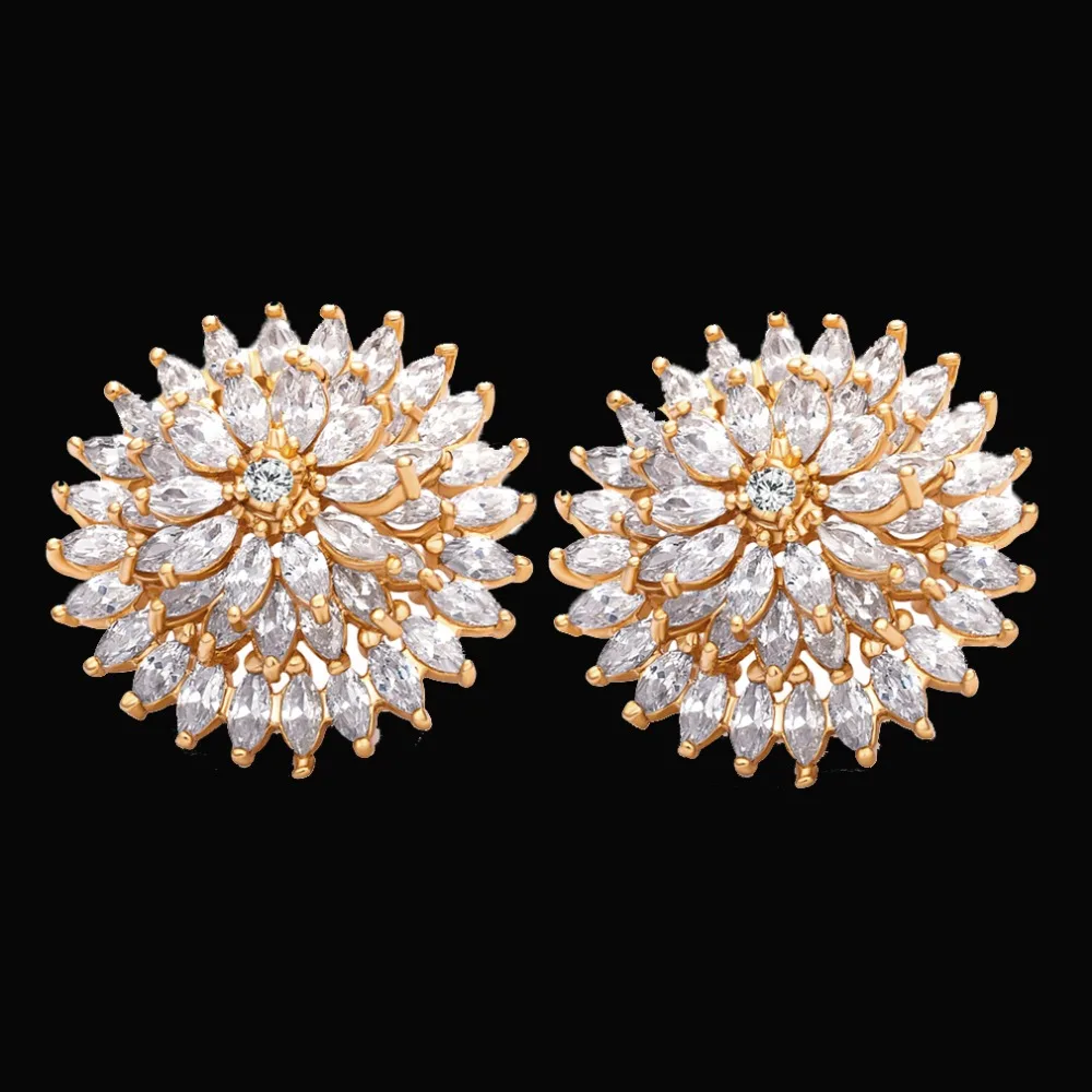 Luxury AAA Cubic Zirconia Elegant Stud Earrings for Women Wedding Engagement Classic Stone fashion jewelry Wholesale | Украшения и