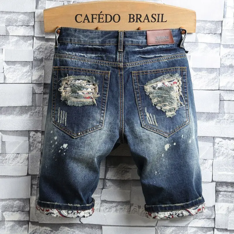 Мужские джинсы URSPORTTECH легкие хлопковые шорты с дырками|Мужские джинсы| |