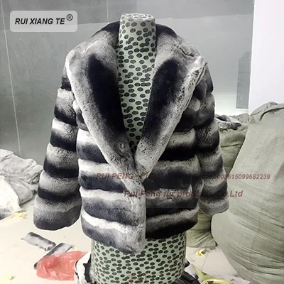 Style B Шуба натуральный мех Шиншилла теплая меховая пальто с мехом натуральный кролика рекс с большим воротником бобёр шуба - Цвет: Style B