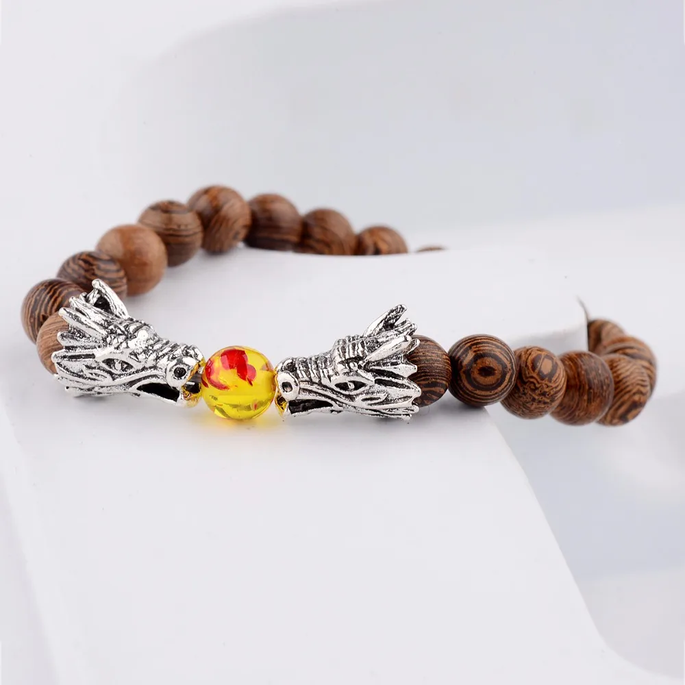 Женский браслет из золотистого и серебристого дракона|bead bracelet|wooden bead braceletbracelet women