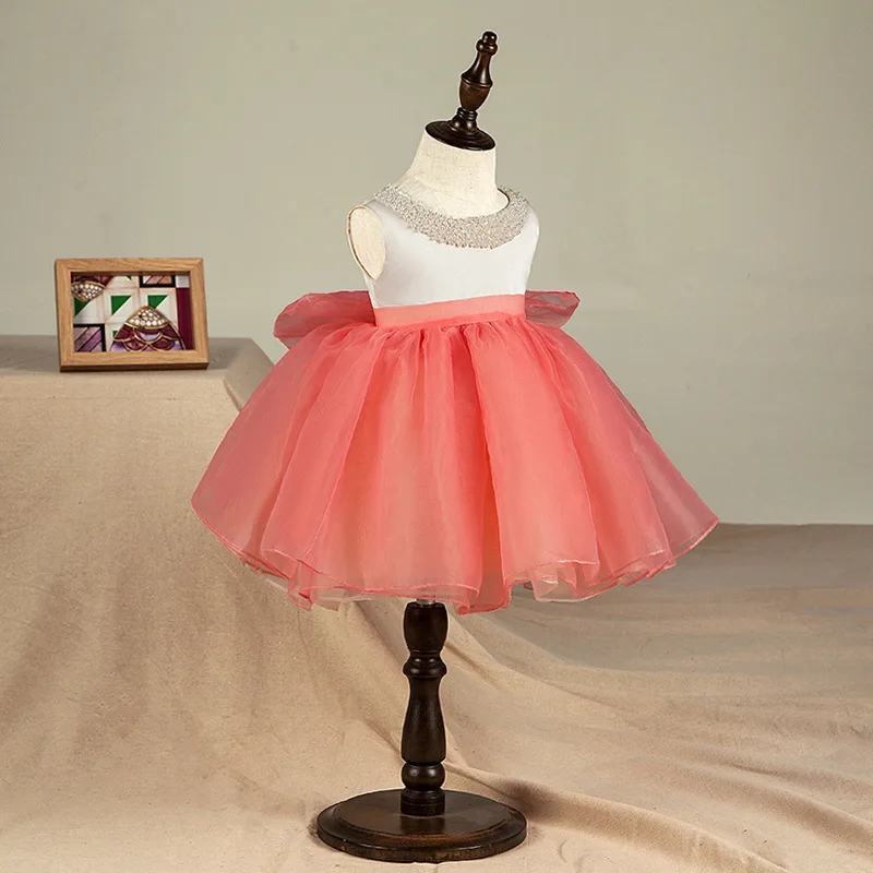 Новинка 2017 года платье принцессы для маленьких девочек с большим бантом атласное