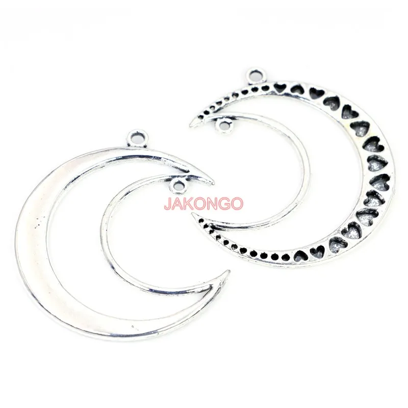 

5pcs Antique Silver Plated Heart Moon Charms Pendants for Bracelet Necklace Jewelry Making DIY Necklace Craft 51x45mm