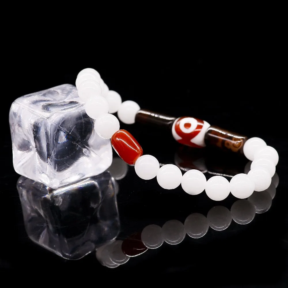 Уникальный дизайн натуральный кофейный оникс с белым халцедоном браслет из