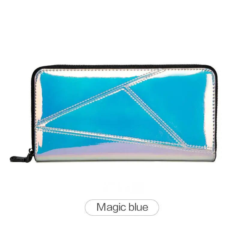 Blue Женский Длинный кошелек, клатч, сумочка с лазером, Женский кошелек на молнии, кошелек для телефона, отделение для монет, кошелек из искусственной кожи, женский кошелек - Цвет: Blue