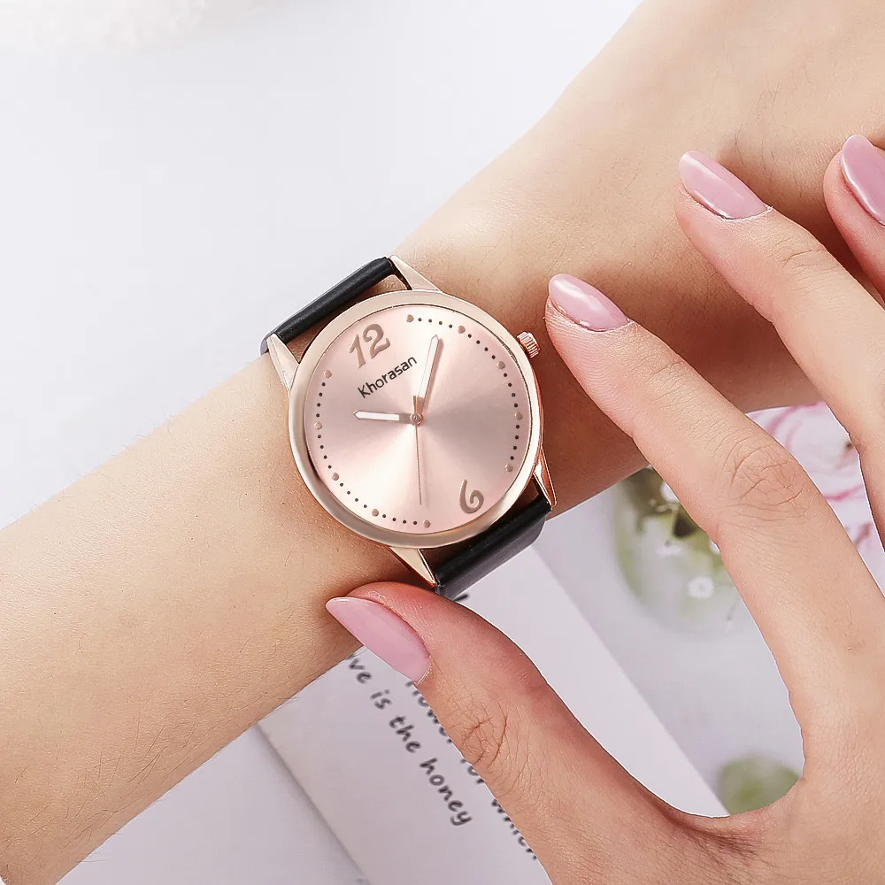 Модные Роскошные Кварцевые часы с простым циферблатом и кожаным ремешком