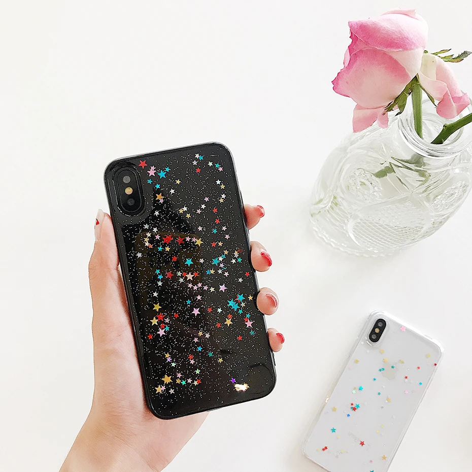 Qianliyao для iphone 11 Pro Max XS чехол для Max XR Bling цветная звезда силиконовый прозрачный чехол блестящий чехол для iphone 6 6s 7 8 plus X чехол s