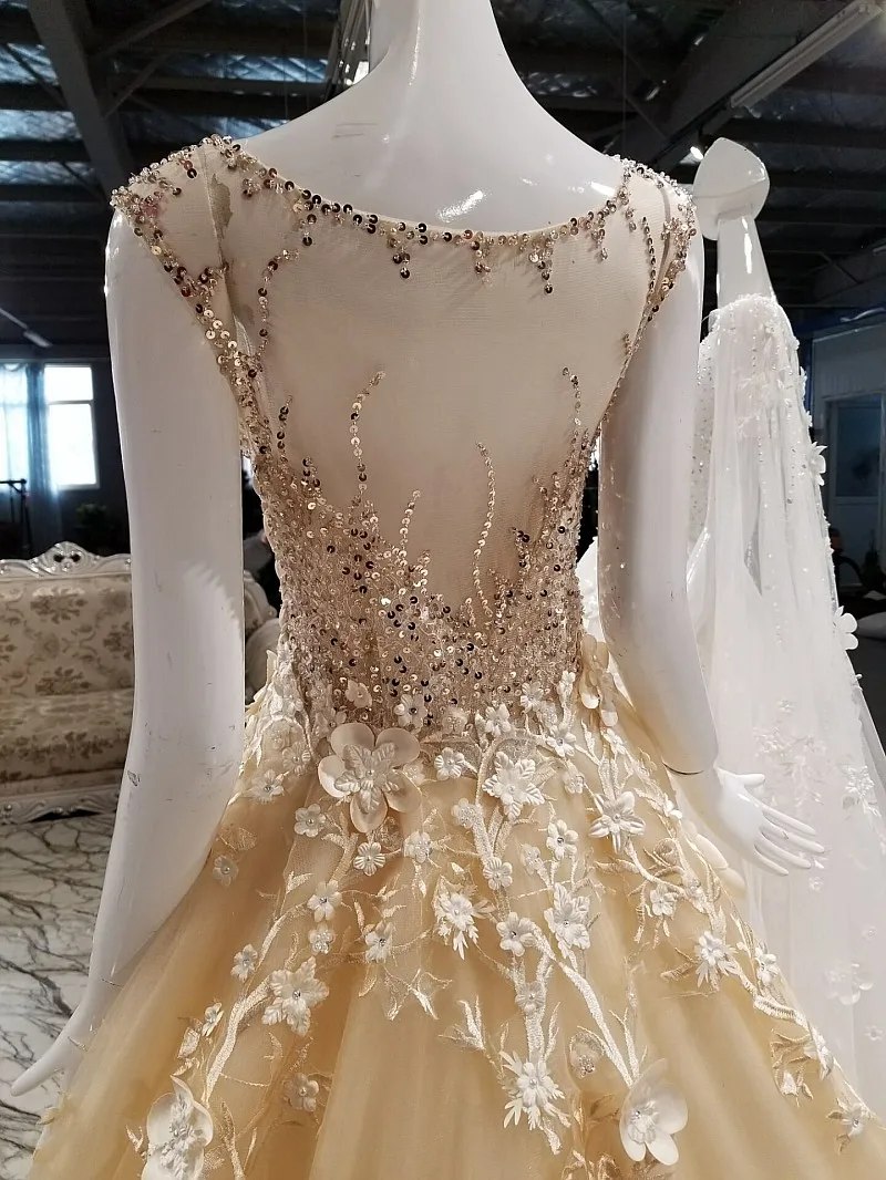 

Grey Champagne Gold Wedding Dresses A Line Tulle With Lace Beaded Vestidos De Novia Robe De Mariee Wedding Dress 2018