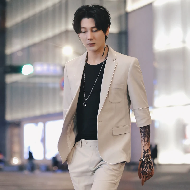 Мужской Блейзер черный костюм Homme бежевый мужской блейзер s Terno Masculino | Мужская