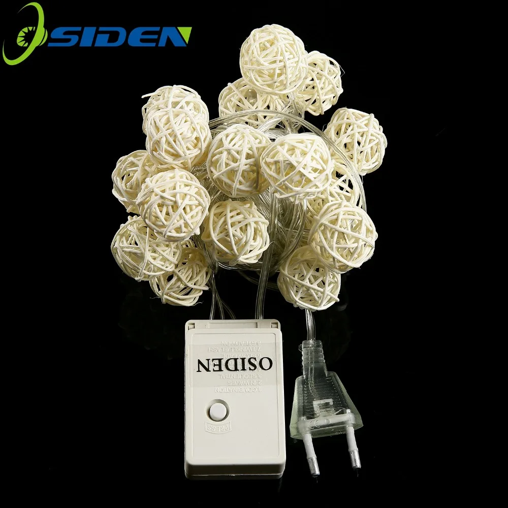 OSIDEN ротанга Ball5M 20 LED ЕС/США теплые белые светодиодные гирлянды освещение Праздник