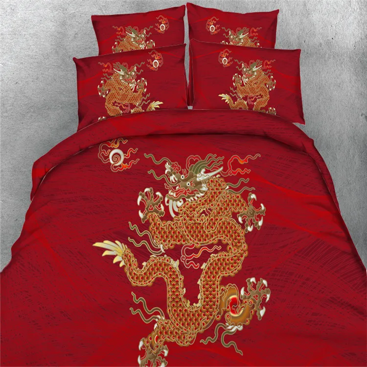 

Red dragon and phoenix 5pcs 100%cotton bedding set with filler twin/full/queen/king/super king size free shipping via UPS