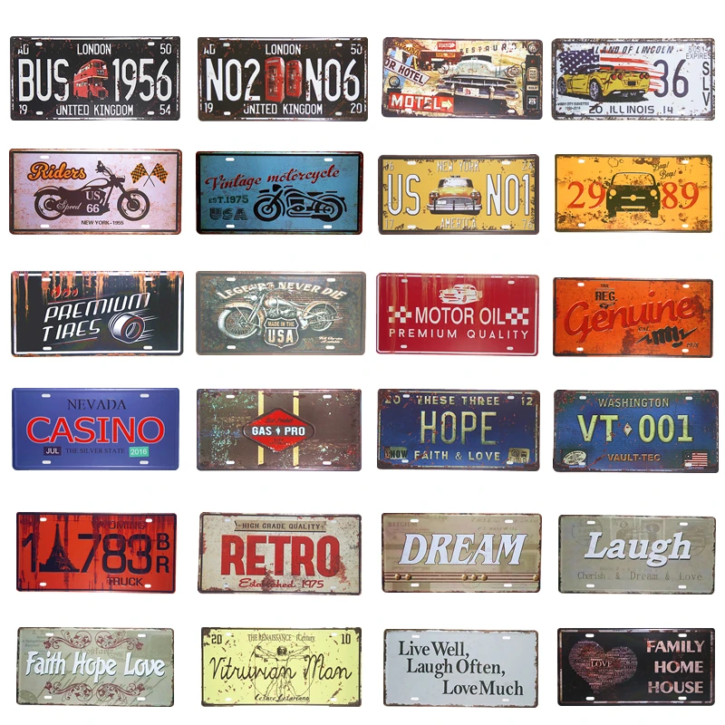

Metal Tin Signs US Route 66 Garage Car License Plate Art Poster