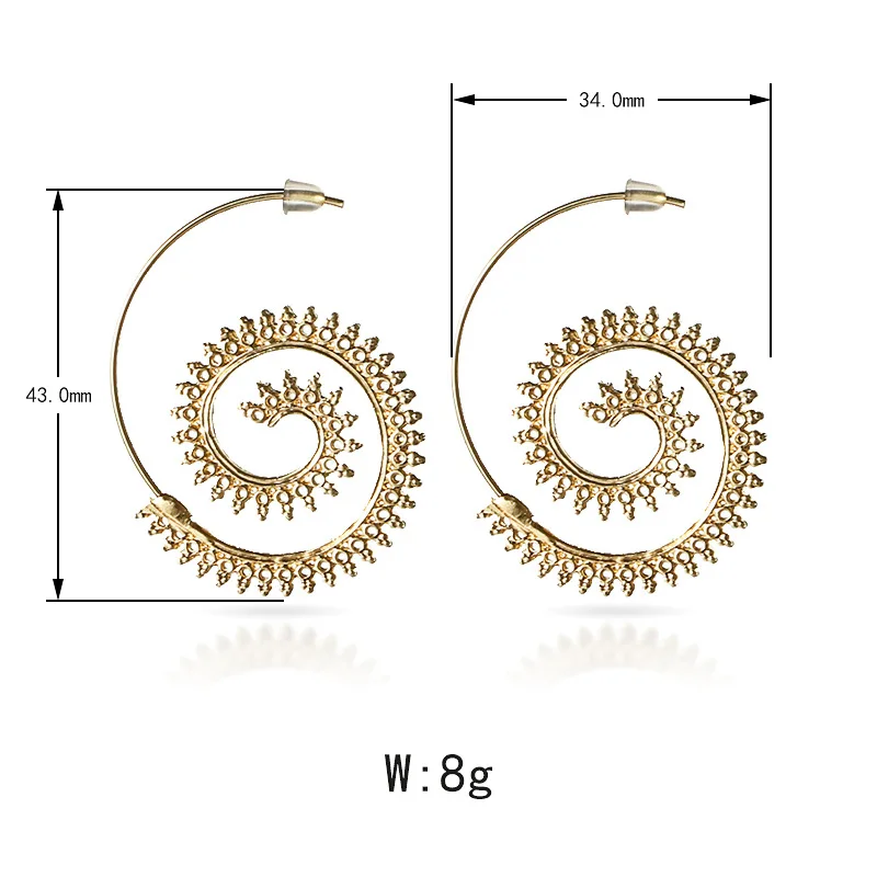 Серьги-гвоздики Crazy Feng спиральный гвоздик золотистого/серебристого цвета