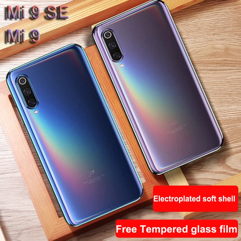 Оригинальный цветной чехол для xiaomi mi 9/ 9 se мягкий силиконовый с гальваническим