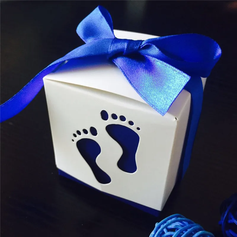 50 шт./лот Pterry Foot Laser Cut out Baby Shower Подарочная коробка для конфет подарочные коробки