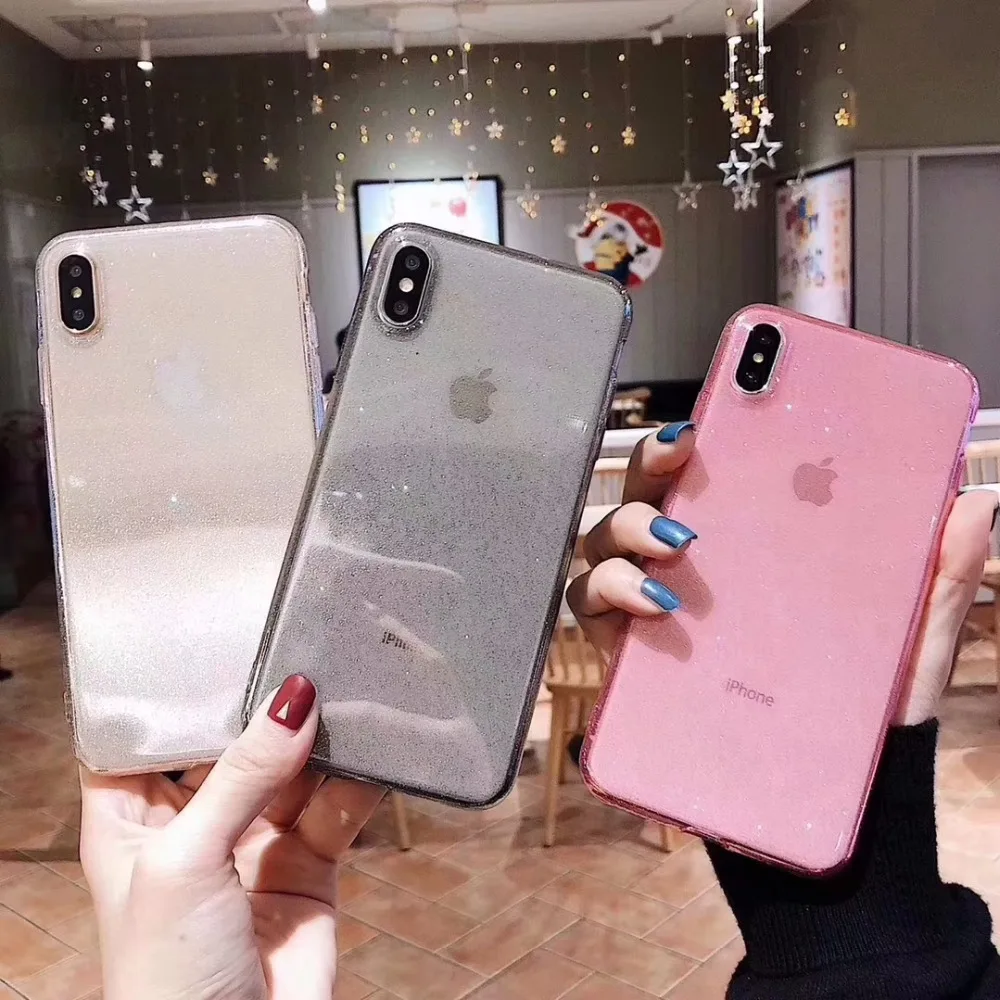 Fashion Glitter Transparent Soft Case For Apple iphone 6 7 8 G Plus X XR XS Max Cover New Shine IP 6plus 7plus 8plus XsMax Cases | Мобильные
