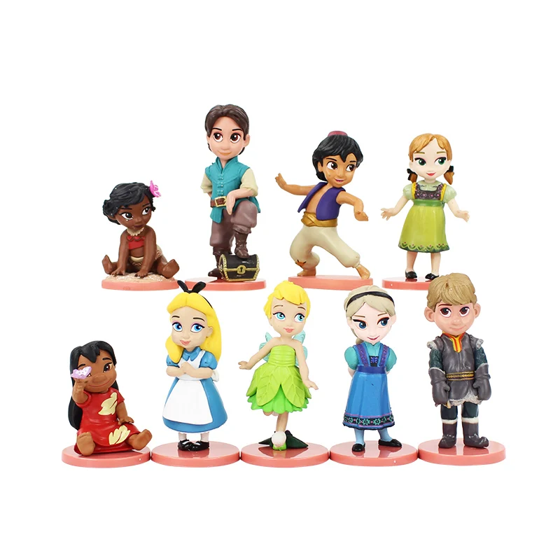 9 шт./партия фигурка принцессы игрушки Aladdin Moana Tinkerbell Lilo Pelekai Kristoff