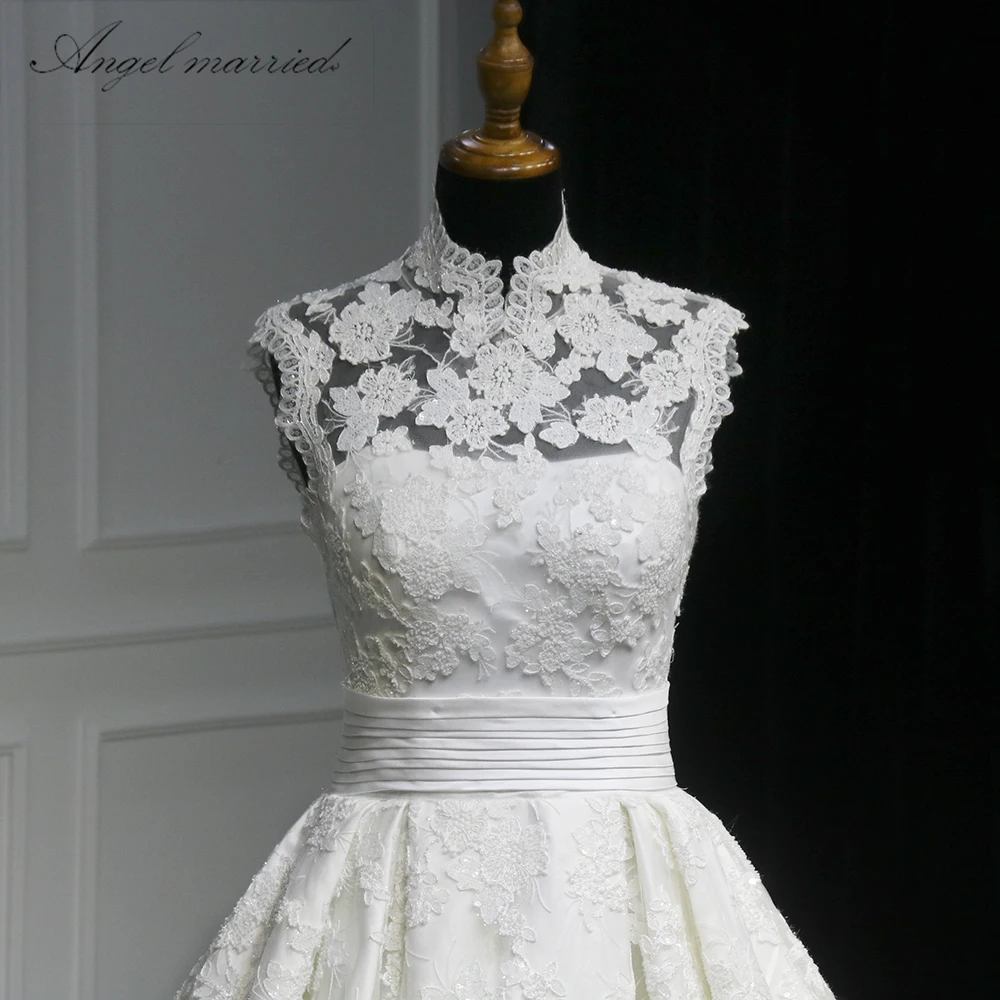 Свадебное платье Angel свадебное с высоким воротом кружевное со шлейфом vestido de noiva