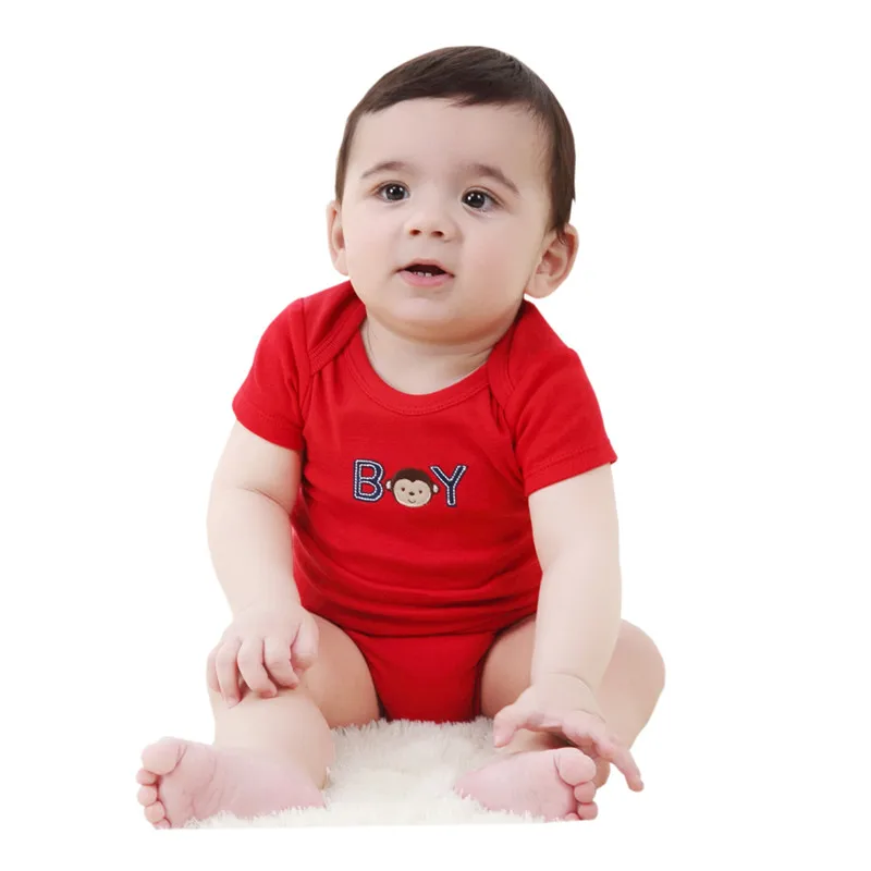 Baby Clothing Red Cartoon Newborn Boys Bodysuit Fashion Cotton Short Sleeve Infant Outwear O Neck Jumpsuit One Pieces |