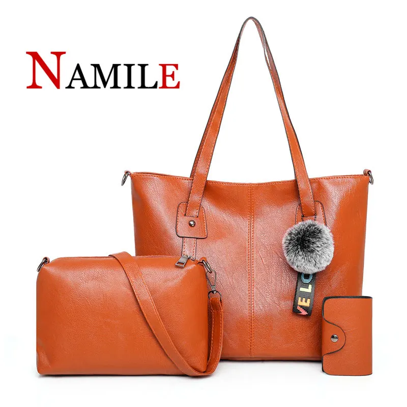 Модная женская сумка 3/Набор композитный мешок через плечо большая емкость