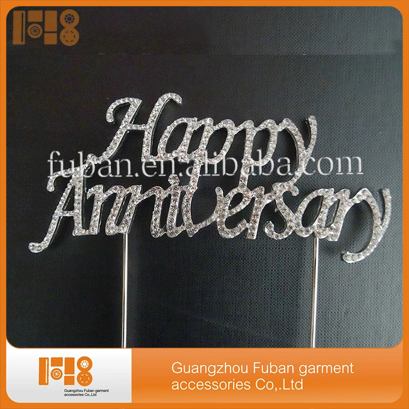 Высокое Качество Счастлив Юбилей кристалл горного хрусталя торт топперы для