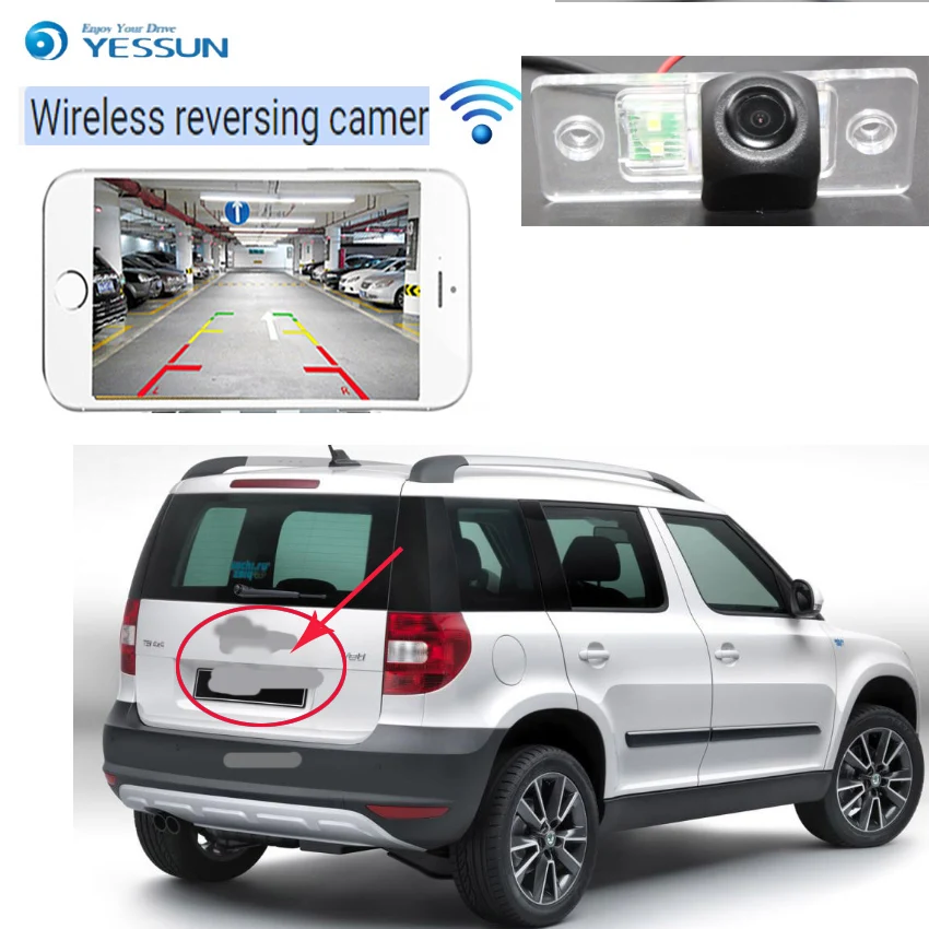 Автомобильная беспроводная камера YESSUN hd задняя для Skoda Yeti 2009 ~ 2013 CCD парковочная 4