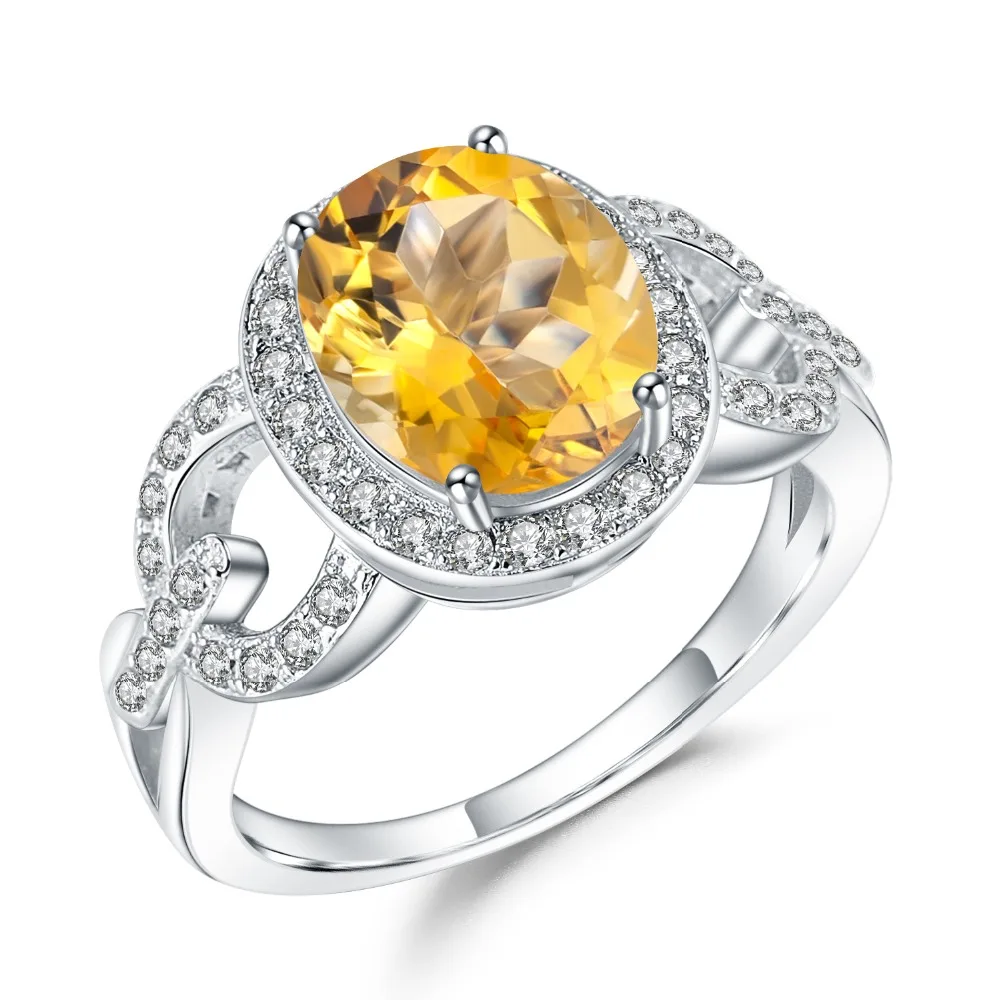 

GEM'S BALLET Luxury 2.60Ct Oval Natural Citrine Gemstone Ring Sterling Silver Ring For Women Jewelry anillos de plata 925 de ley