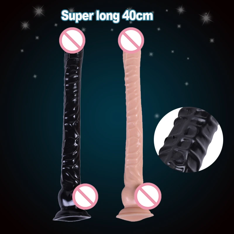 Супер длинный 40 см фаллоимитатор на присоске мягкий огромный член неравномерная