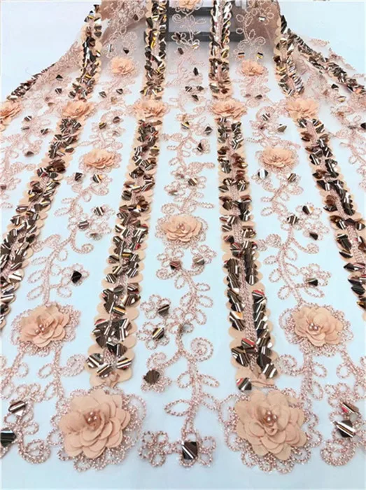 Французский африканский 3d кружевной ткани гипюр расшитый бисером хлопок шнур