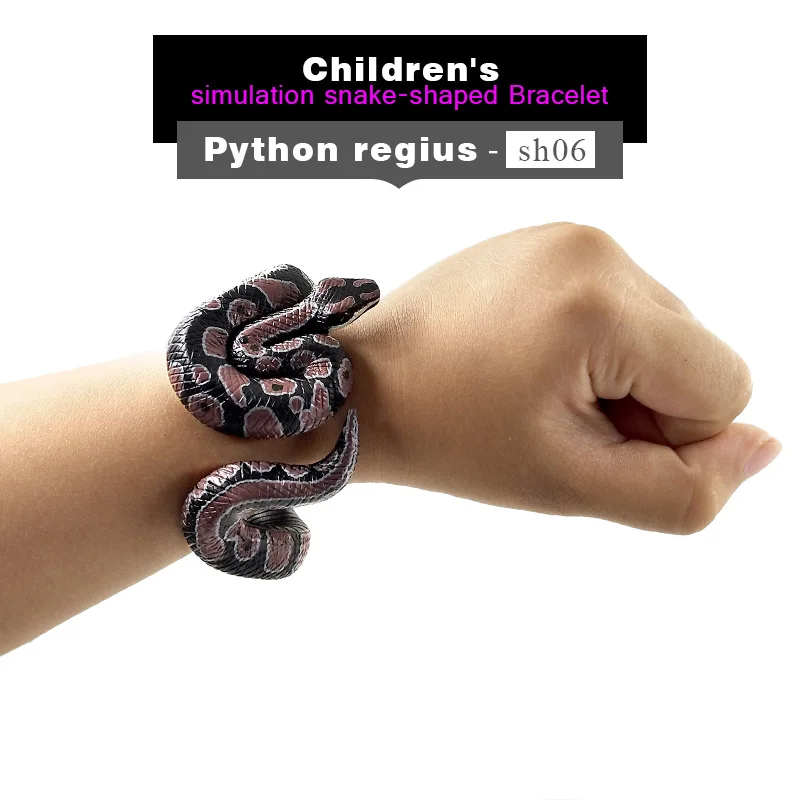 Python regius Хэллоуин браслет-змейка животных подвижная фигурка-модель пластиковые веселый подарок для детей Обучающие Детские для мальчиков и девочек с принтом сада горячие игрушки - Цвет: Python regius