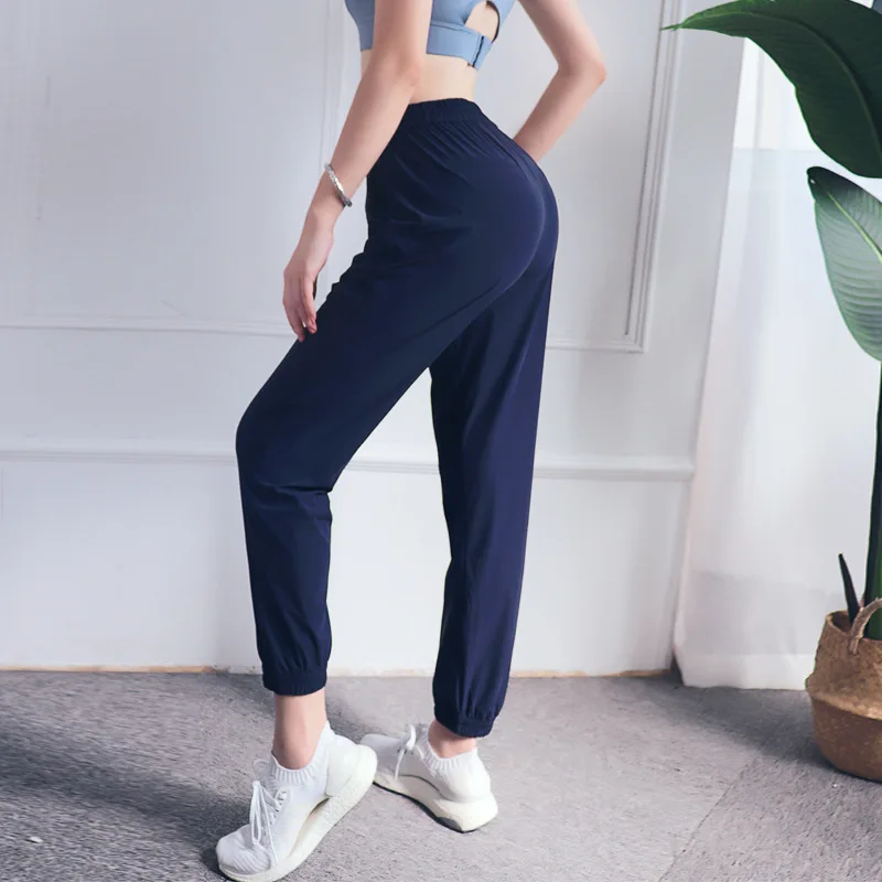 Navy blue HTLD свободные быстросохнущие брюки карго для женщин фитнес широкие ноги антистатические шаровары тренировки Легкомысленные Брюки джоггеры Pantalon femme - Цвет: Navy blue