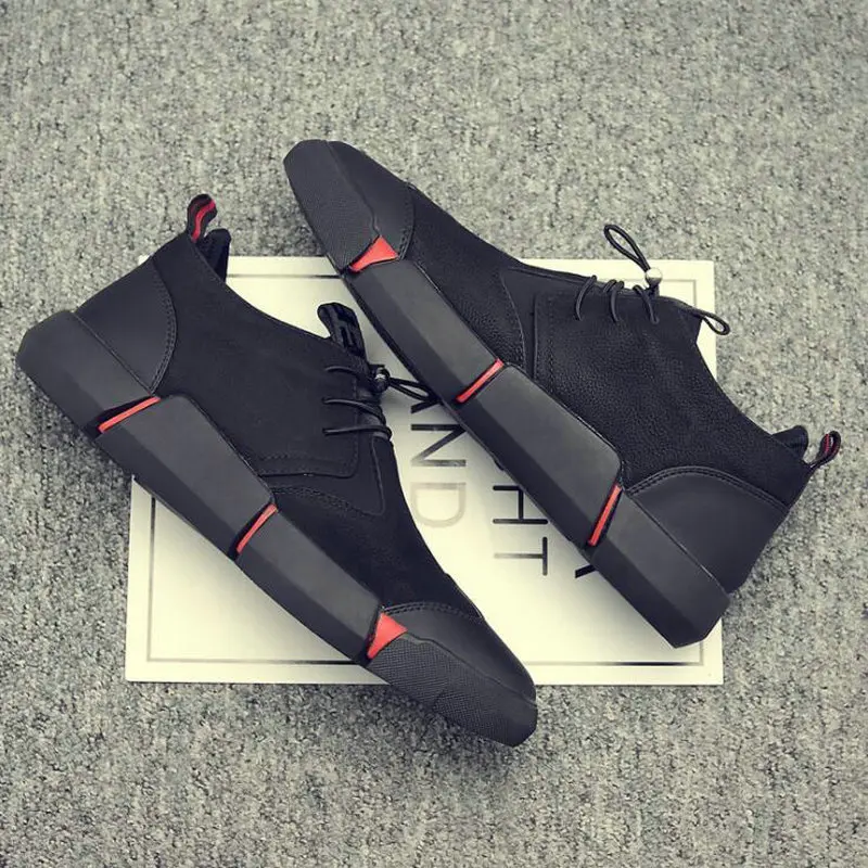 New Leather Men Shoes Breathable Casual All black flats sneaker shoes HD-65 |