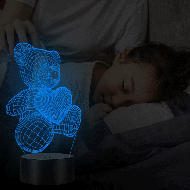 Vcity с персонажами из мультфильмов рисунком Мишки и сердца 3D Ночной светильник ing