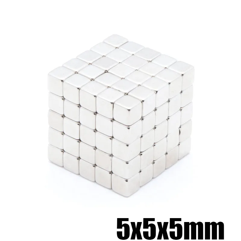 100 шт. 5x5x5 мм, неодимовый магнит, большой квадратный куб, неодимовый Железный бора, магнитный редкоземельный магнит, ювелирный 5*5*5 мм магнит