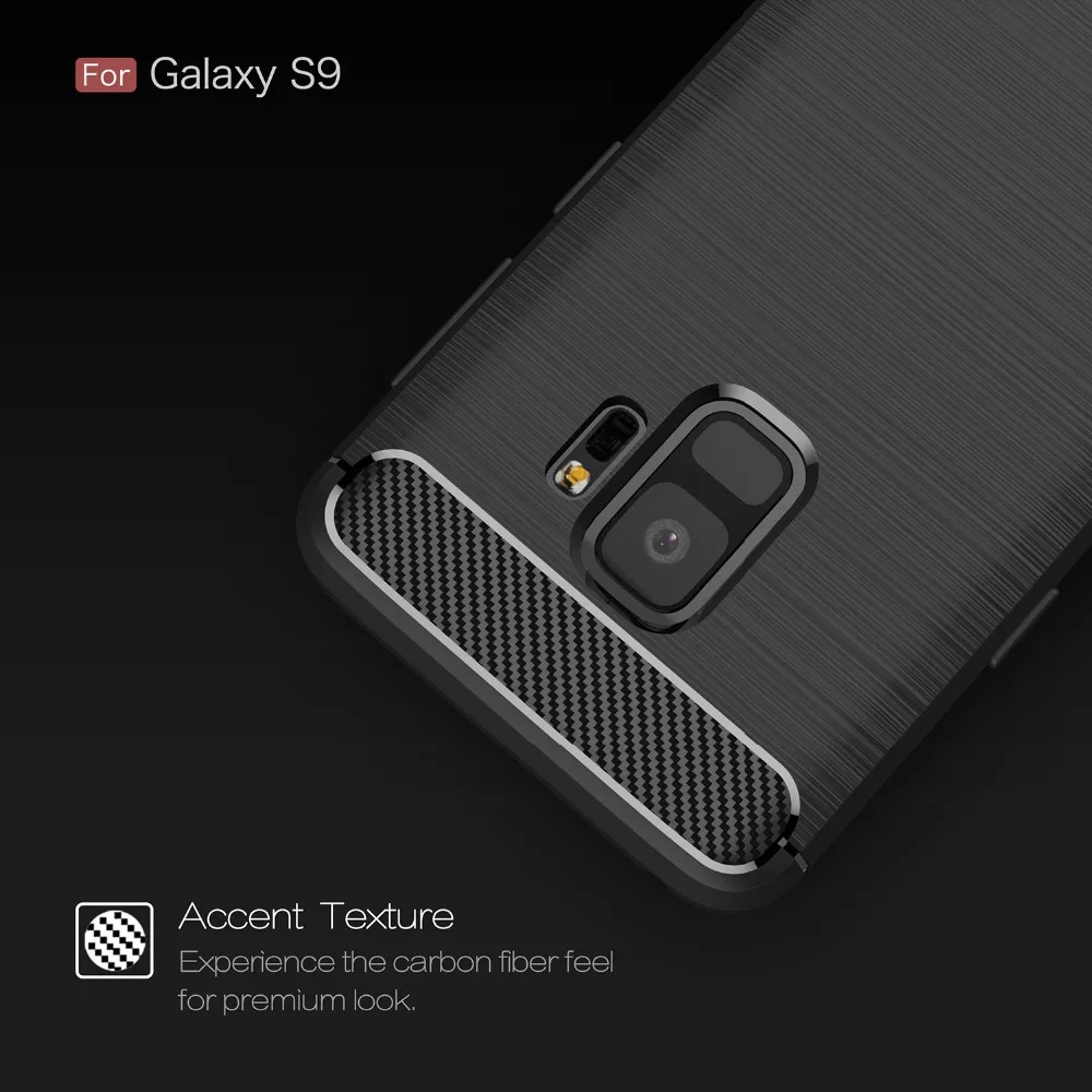 Чехол Guties для Samsung Galaxy S9 Plus из углеродного волокна Мягкий ТПУ силиконовый матовый