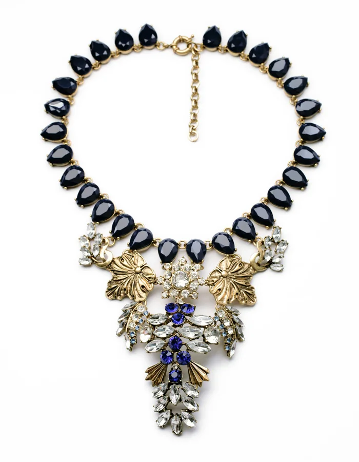 

N01093 Trendy Jewelry Accessories Friendly Necklace Antique Wholesale Statement Rhinestone Necklace Exaggerated For Women