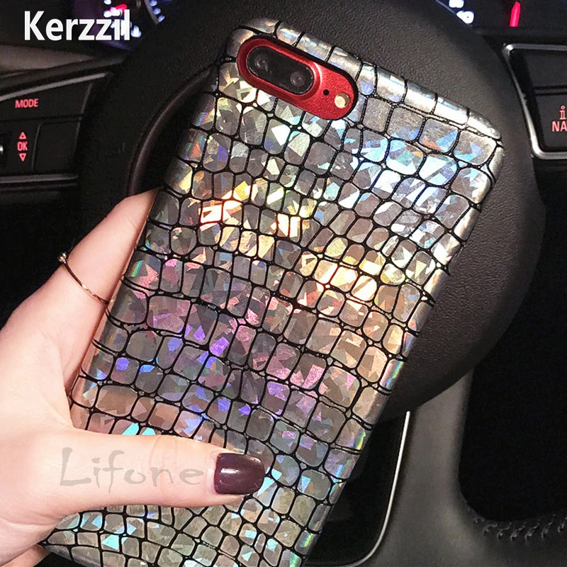 Роскошный лазерный серебристый чехол Kerzzil для iPhone 6 6s Plus с изображением