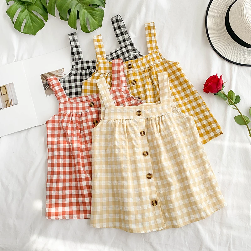 

New Girl Summer Plaid Wear Single Breasted Casual Womens Clothing Harajuku Sleeveless Camis Tops E532