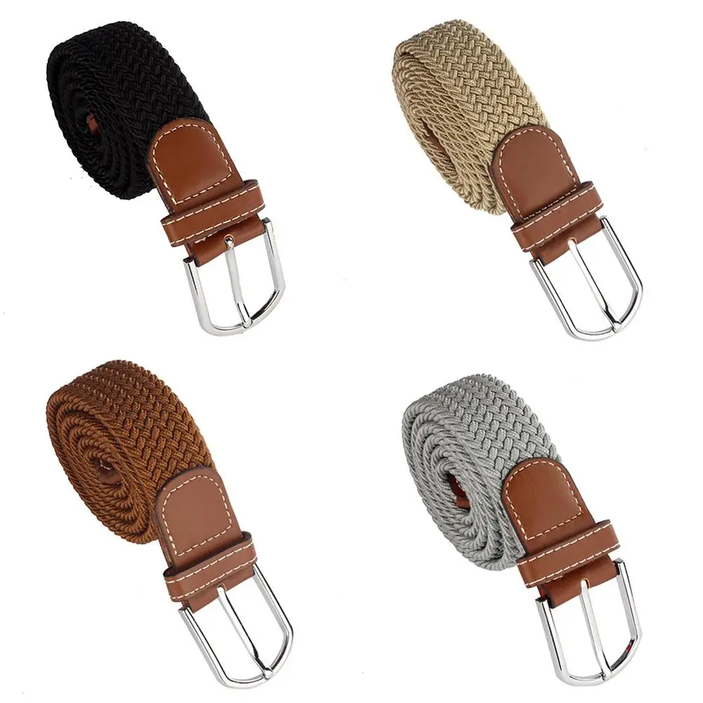 

New Fashion Chic Strap Waistband Men Women Fashion Braided Elastic Stretch Metal Buckle Belt Strap Waistband