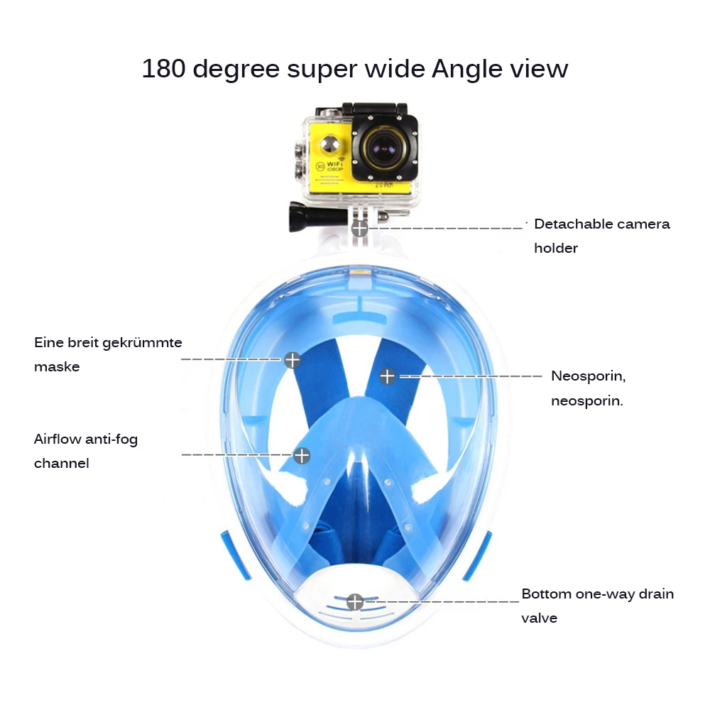 

Swimming Snorkeling Mask Odorless Safe Eco-Friendly Anti-Fog Full-Face Women Men Safety Swimming Snorkel Underwater Diving Mask