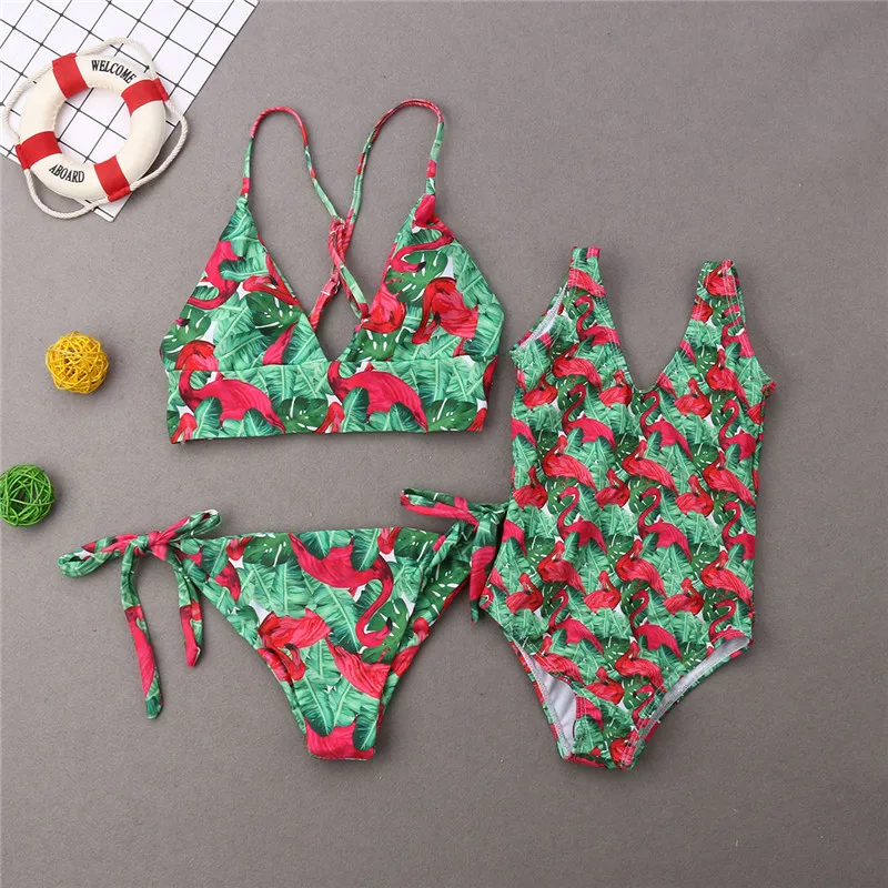 Новинка лета 2019 семейный одинаковый купальник комплект бикини для мамы дочки