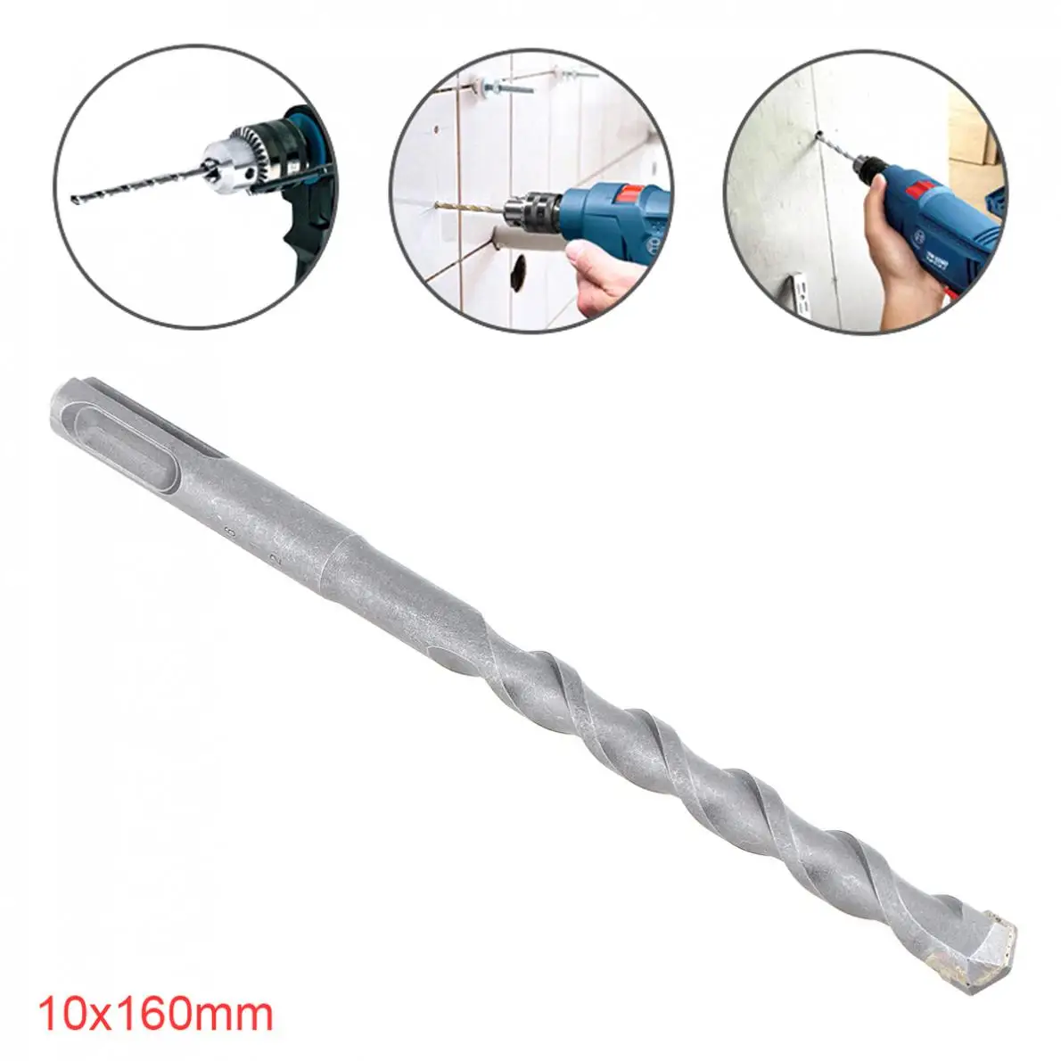 

1pc 10x160mm Round Shank Rotary Hammer Concrete Masonary Drill Bit for Electric Drills / Drilling Machines
