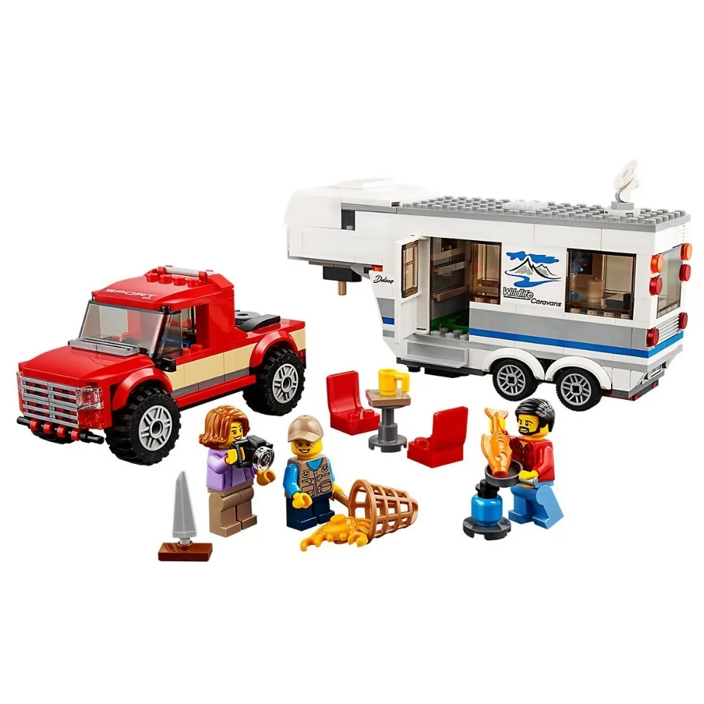 Пикап и Caravan Совместимость Legoe город большие транспортные средства 60182