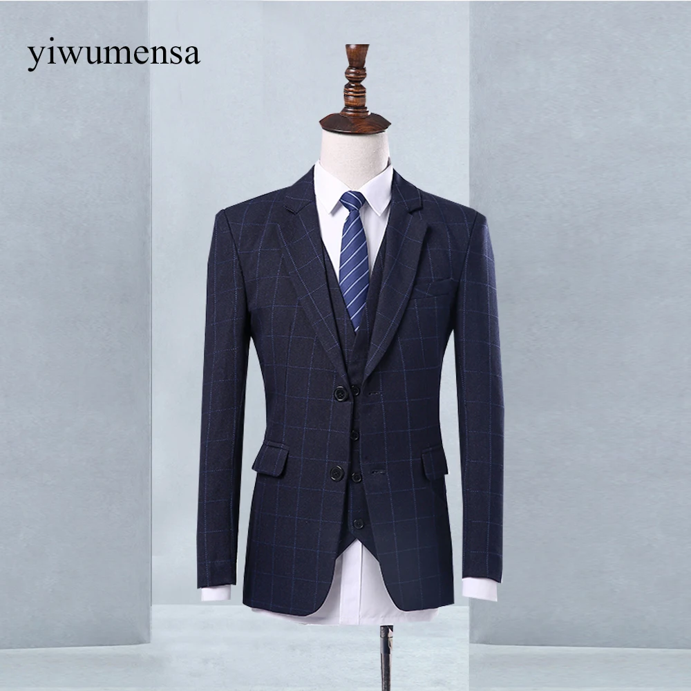 Костюм Homme Mariage Luxe в мелкую клетку Нарядные Костюмы для свадьбы мужские Бизнес