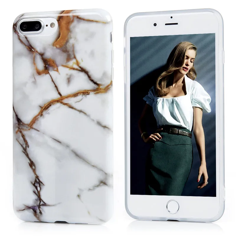 Модные Гранит Мрамор Кожи Чехол для iPhone 7 Plus 5.5 &quotIMD печатных силиконовые ультра