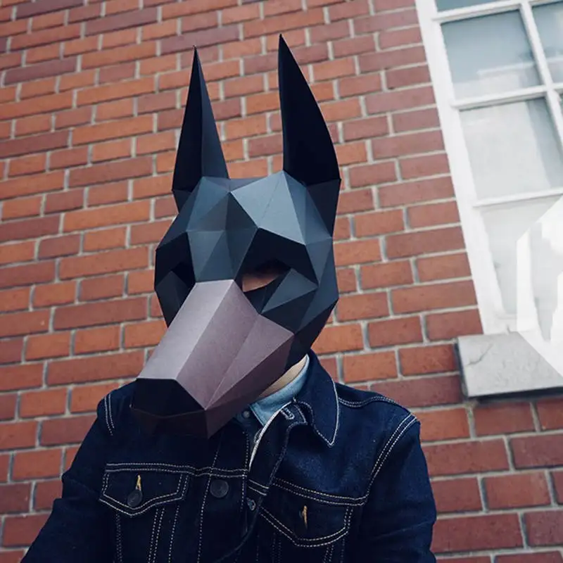 Собака добермана Бумага 3D DIY Материал руководство креативная голова Маскарадная маска для вечеринки шоу реквизит#890 Прекрасная волна ручной работы Милая маска