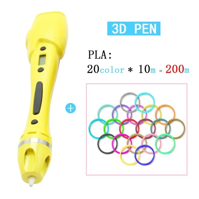 yellow 200m YEMELYA веселые 3D ручки для рисования, набор с 328 футов нетоксичные 1,75 мм нити заправки лучше всего для взрослых или детей - Цвет: yellow 200m
