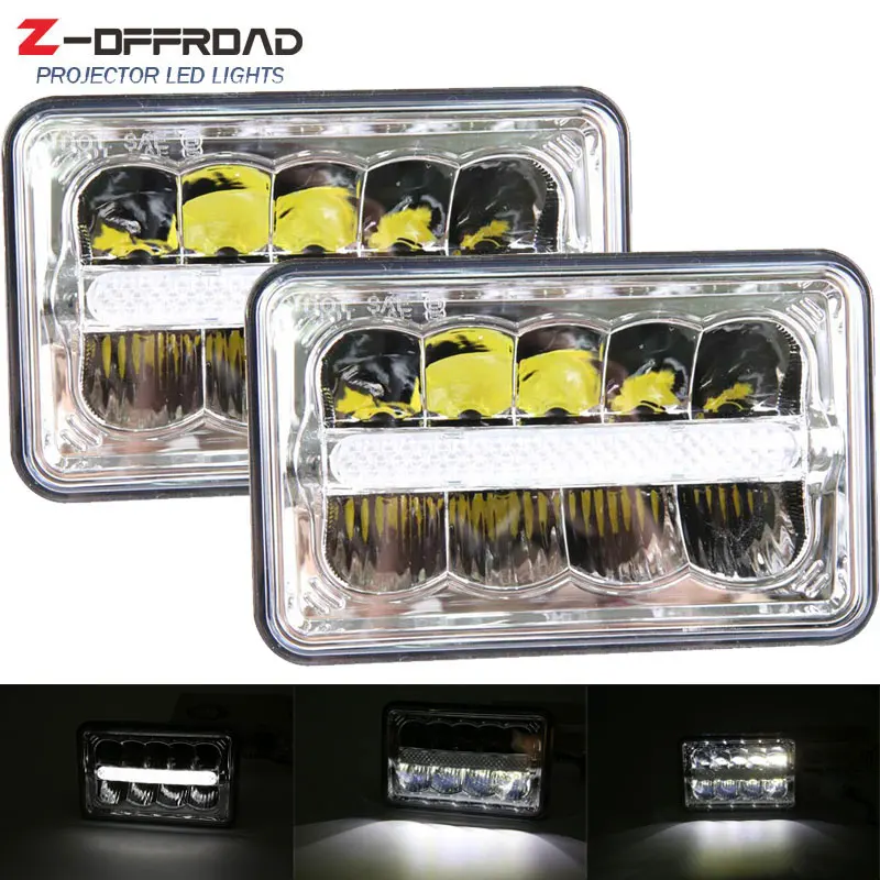 Для Ford Mustang 4x6 H4 LED DRL фары H4651 H4652 H4656 H4666 H6545 проектор для Peterbil Kenworth Freightinger фары|Фара
