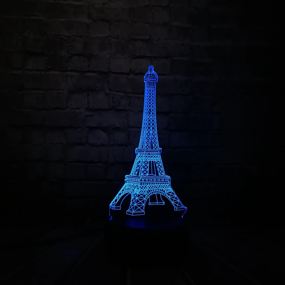 Романтический Франция Париж Эйфелева башня 3D USB светодиодный светильник RGB